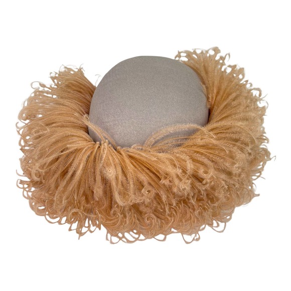 Antique Vintage Millinery Hat Peach Ostrich Plumes Feathers 1950s Unbranded main image 4